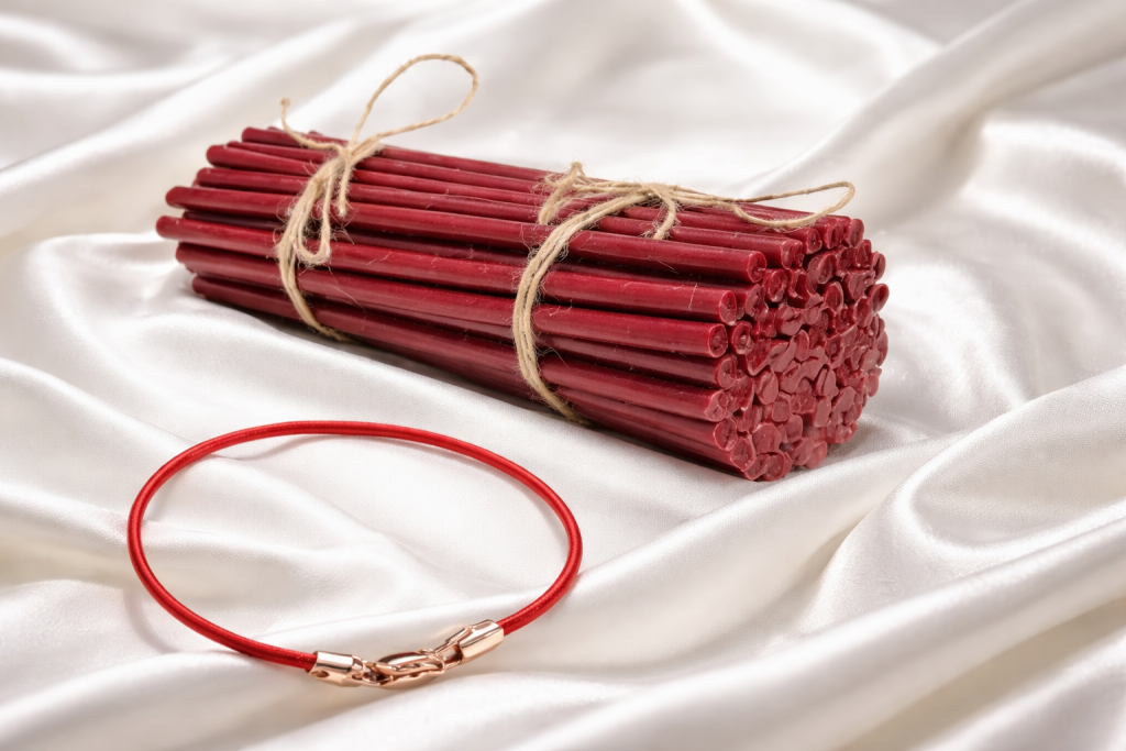 Пасхальна червона свічка та захисний браслет від Тетяни Гай